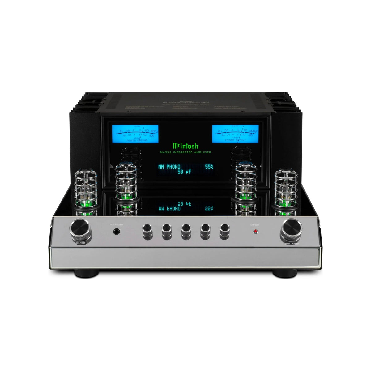 McIntosh MA352: Four visible preamplifier tubes