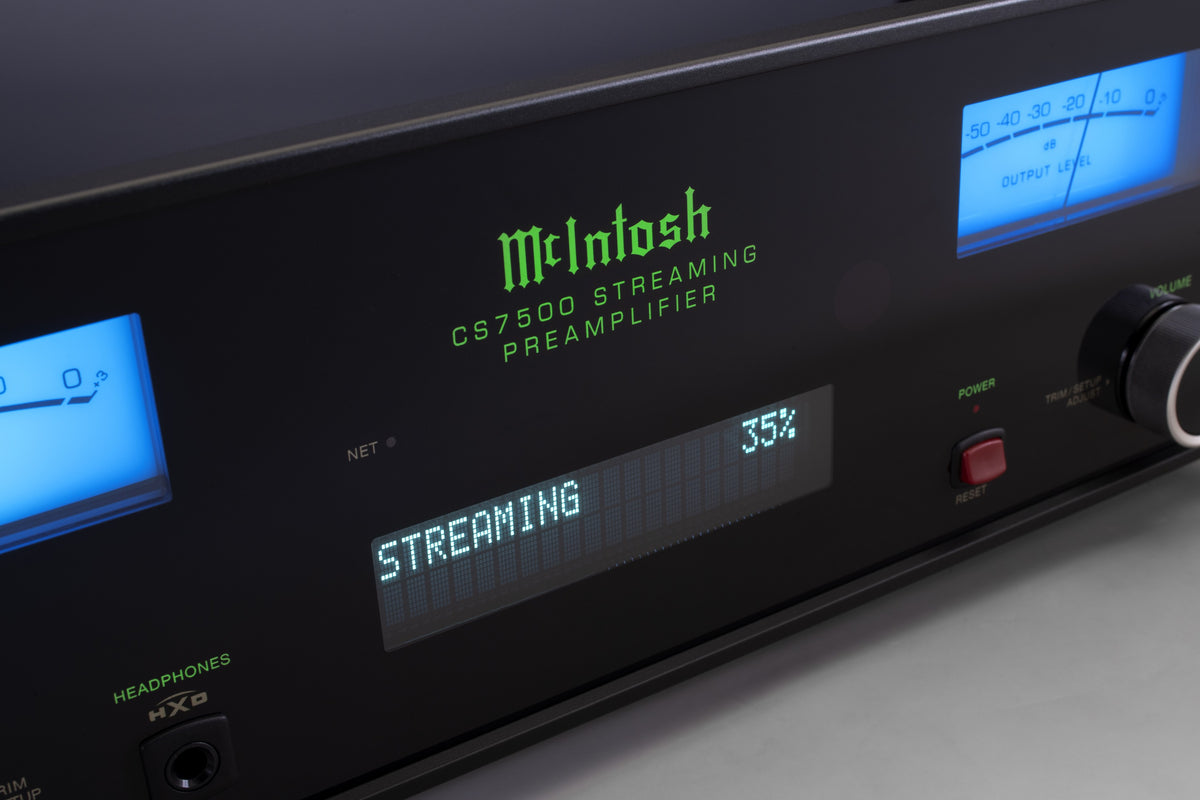 McIntosh CS7500 Streaming Preamplifier — front close-up, meters
