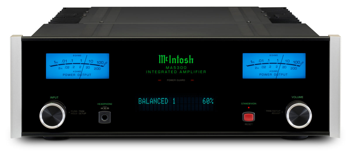 McIntosh MA5300 integrated amplifier straight-on front view