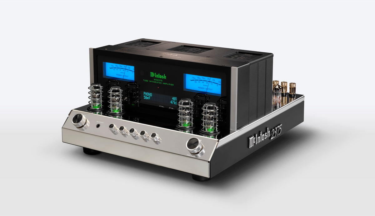 McIntosh MA2375 vacuum tube integrated amplifier, three-quarter front view