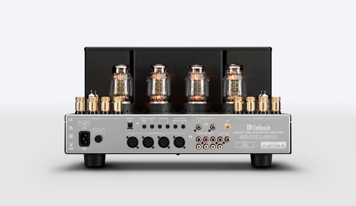 McIntosh MA2375 rear panel with analog inputs, outputs, and control connections