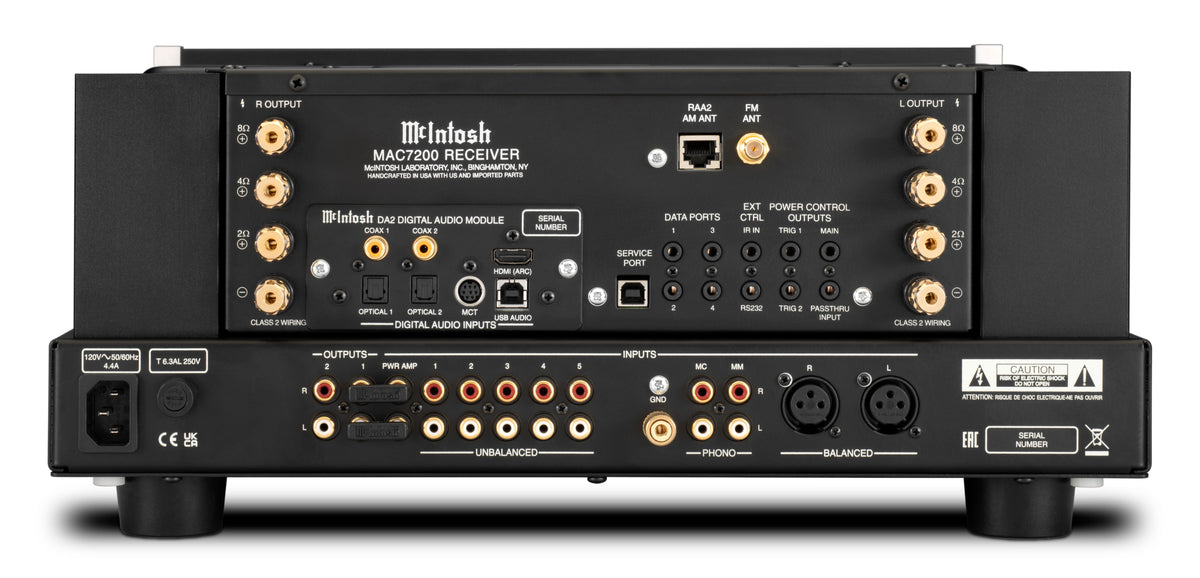 McIntosh MAC7200 receiver rear panel and connections