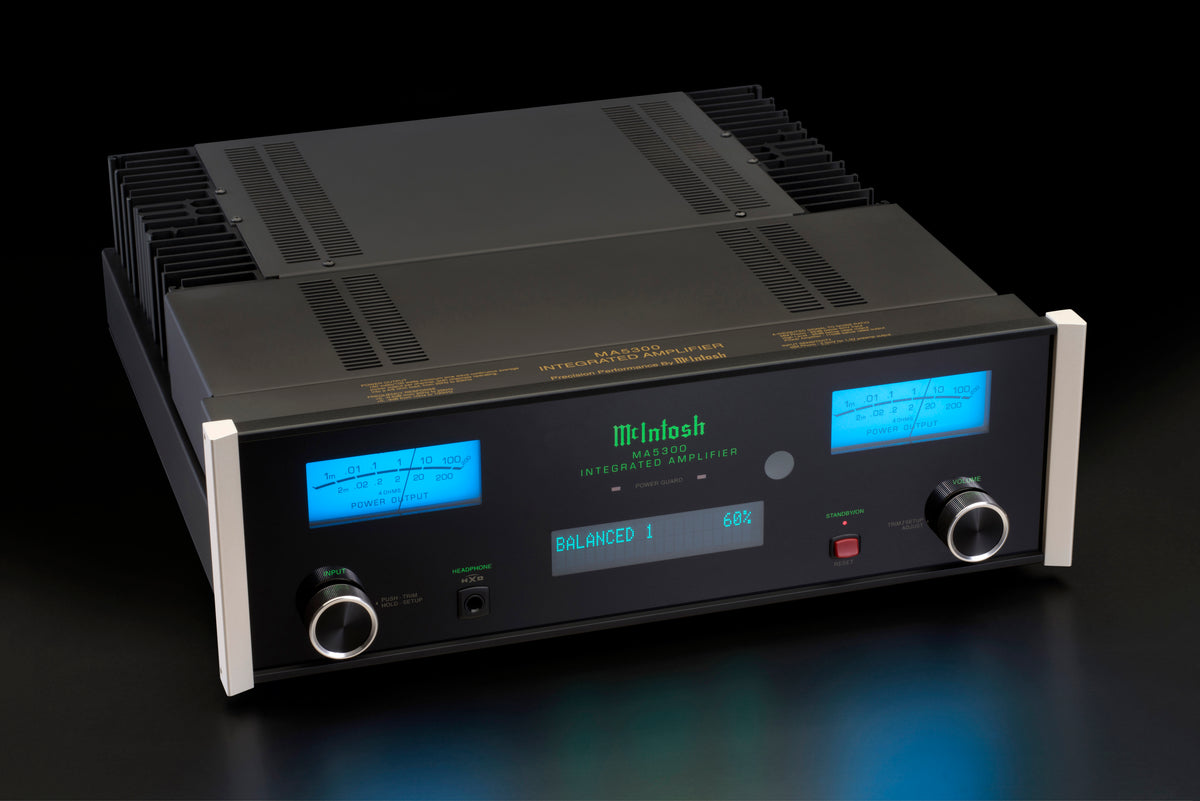 McIntosh MA5300 integrated amplifier front and top studio view