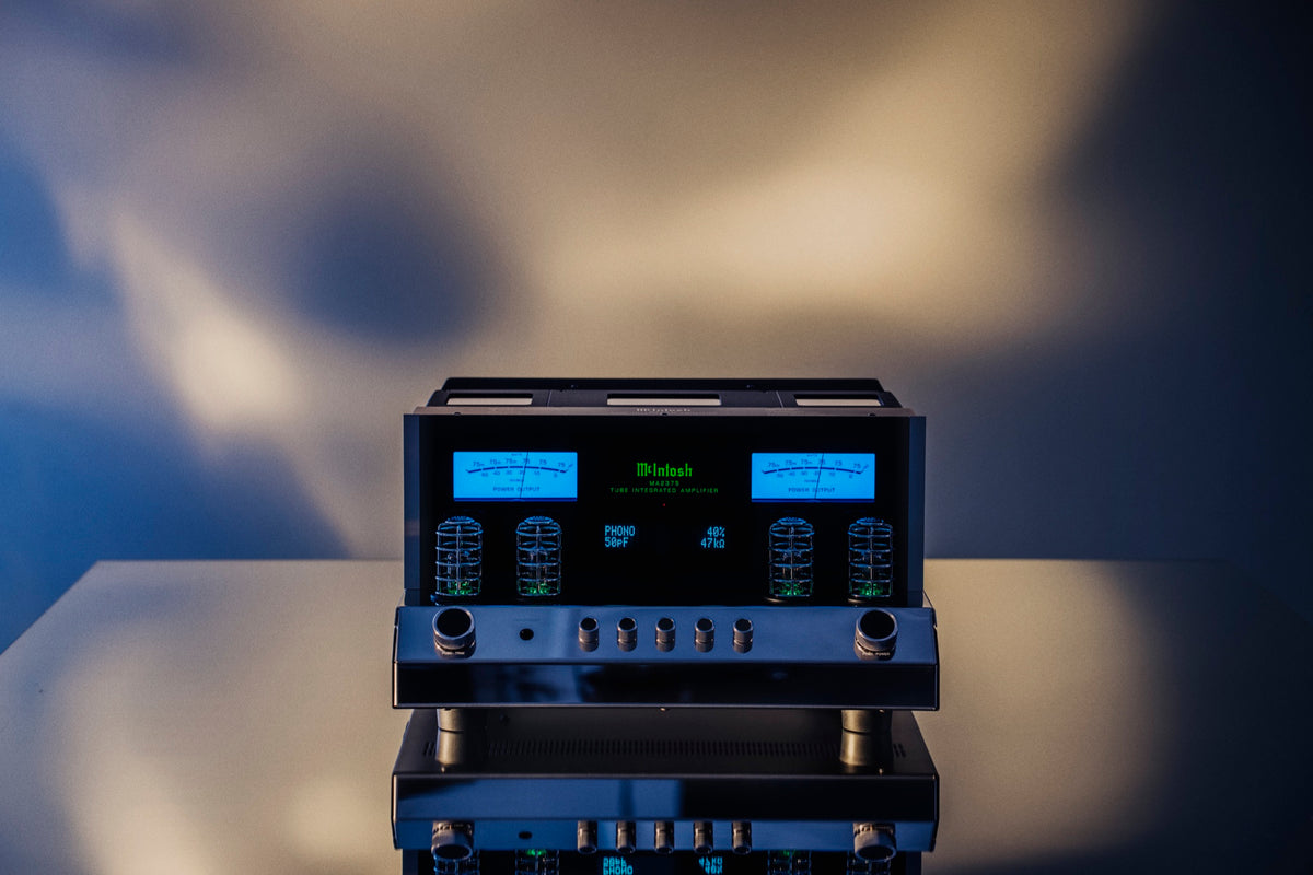 McIntosh MA2375 vacuum tube integrated amplifier in a restrained listening-room setting