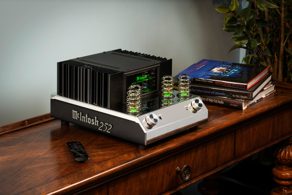 McIntosh MA252 integrated amplifier in a listening-room setting