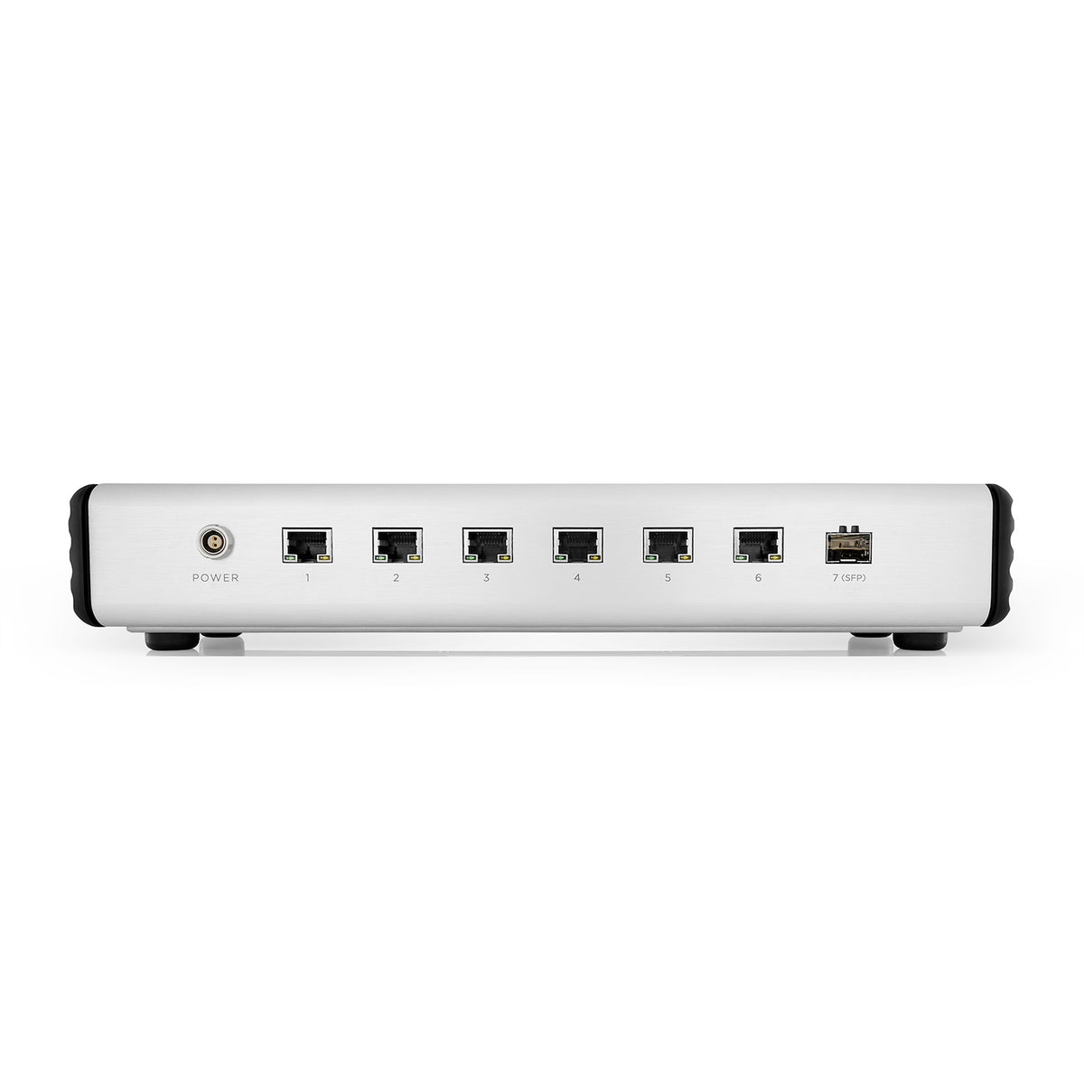 Nordost QNET7, rear: six RJ45 ports and the SFP cage