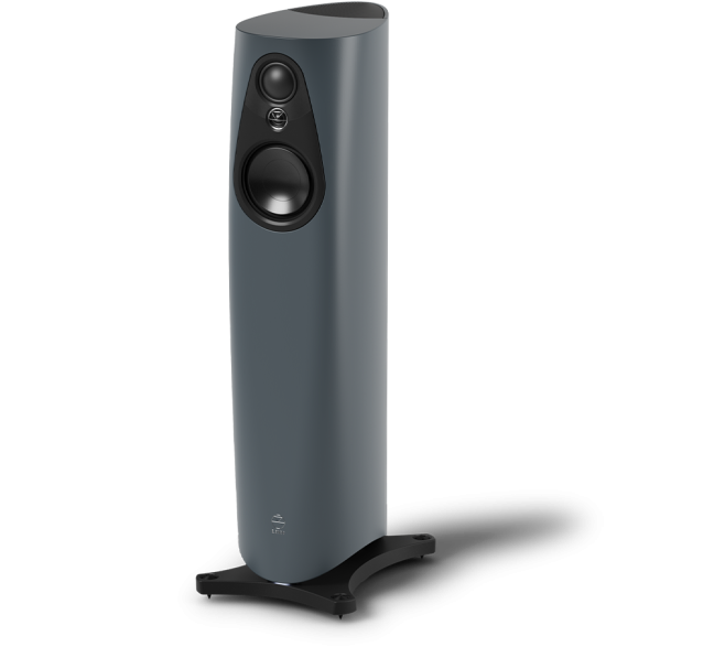 Linn 343 Exakt Integrated loudspeaker in Clyde Built, three-quarter view