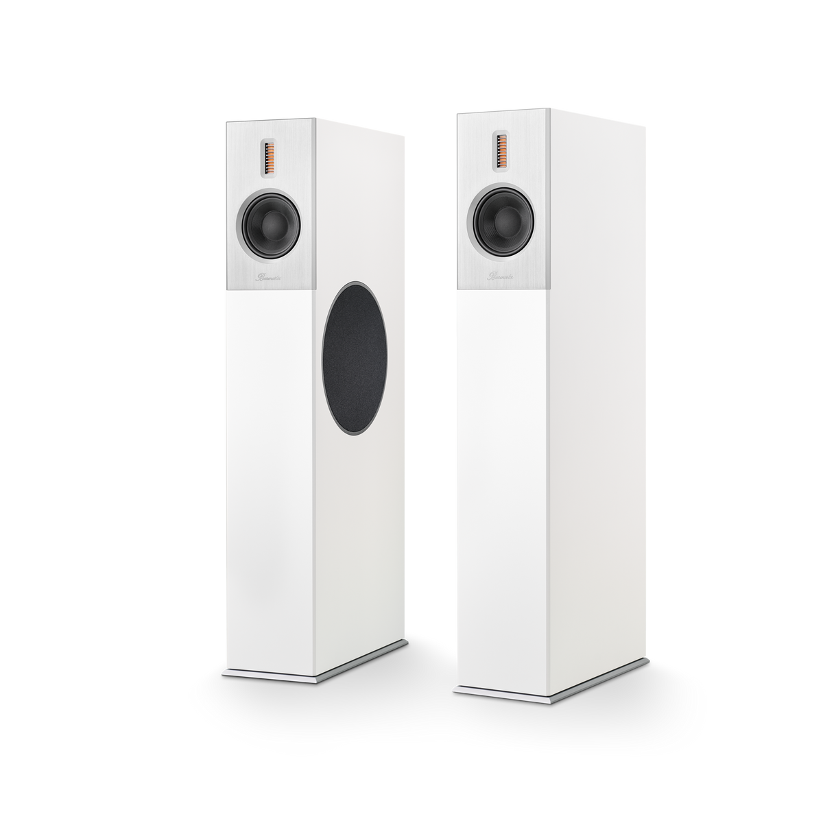 Burmester B38 white cabinet, silver front