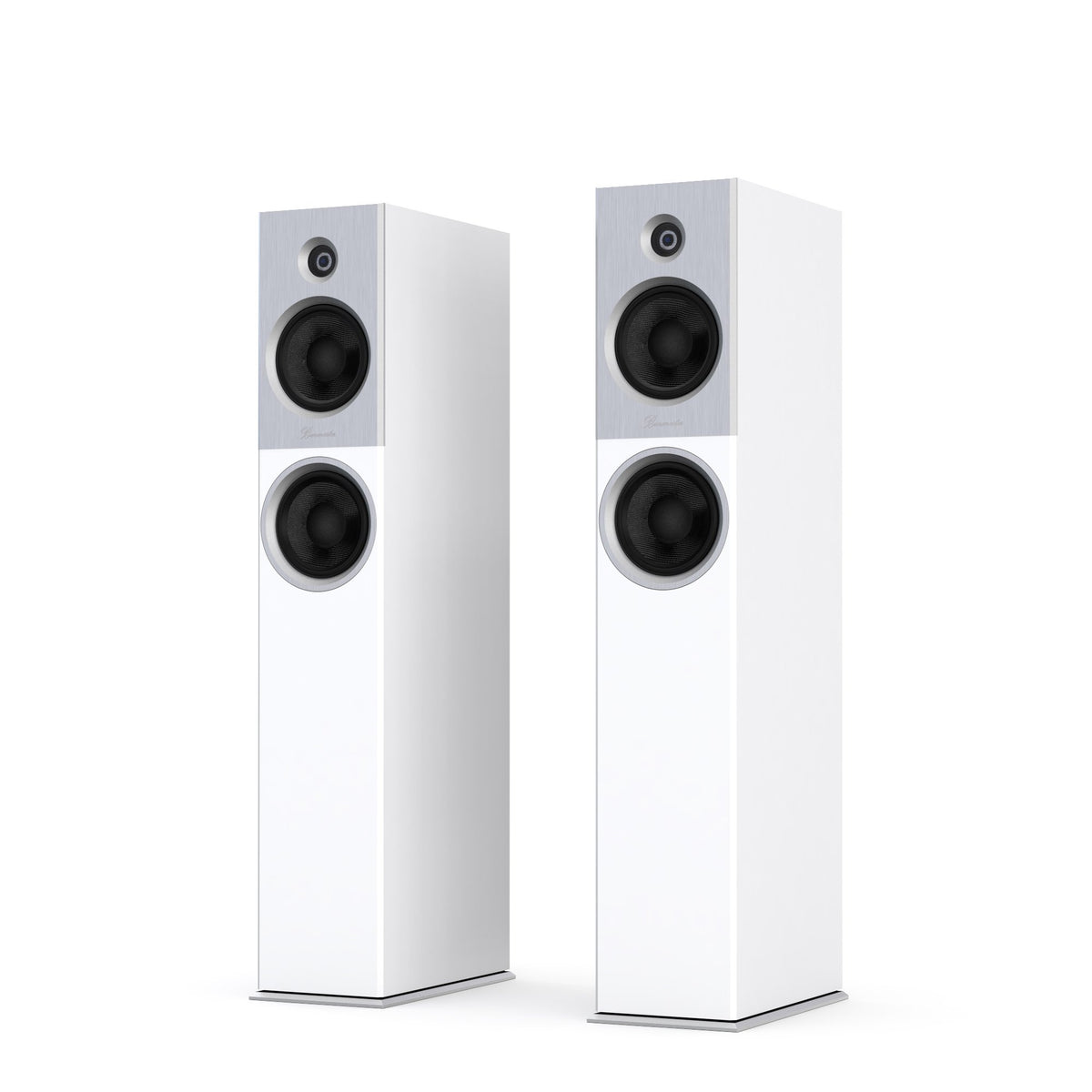 Burmester B18 white cabinet, silver front