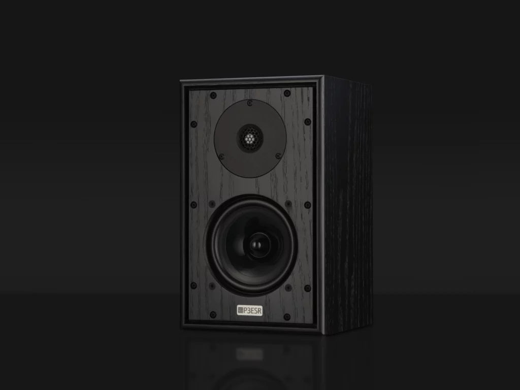 Harbeth P3ESR XD2 in Satin Black, front angle