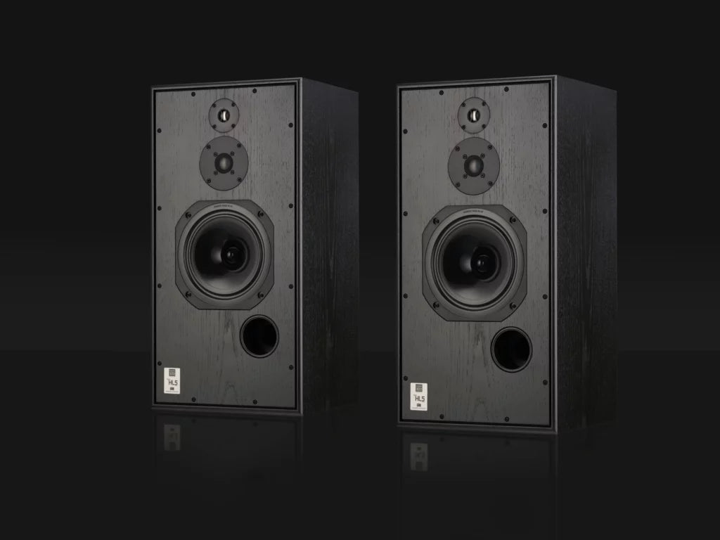 Harbeth SHL5plus XD2 in Satin Black, front angle