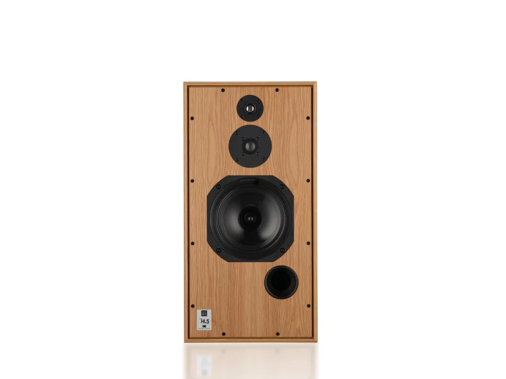 Harbeth SHL5plus XD2 in Oak, side angle