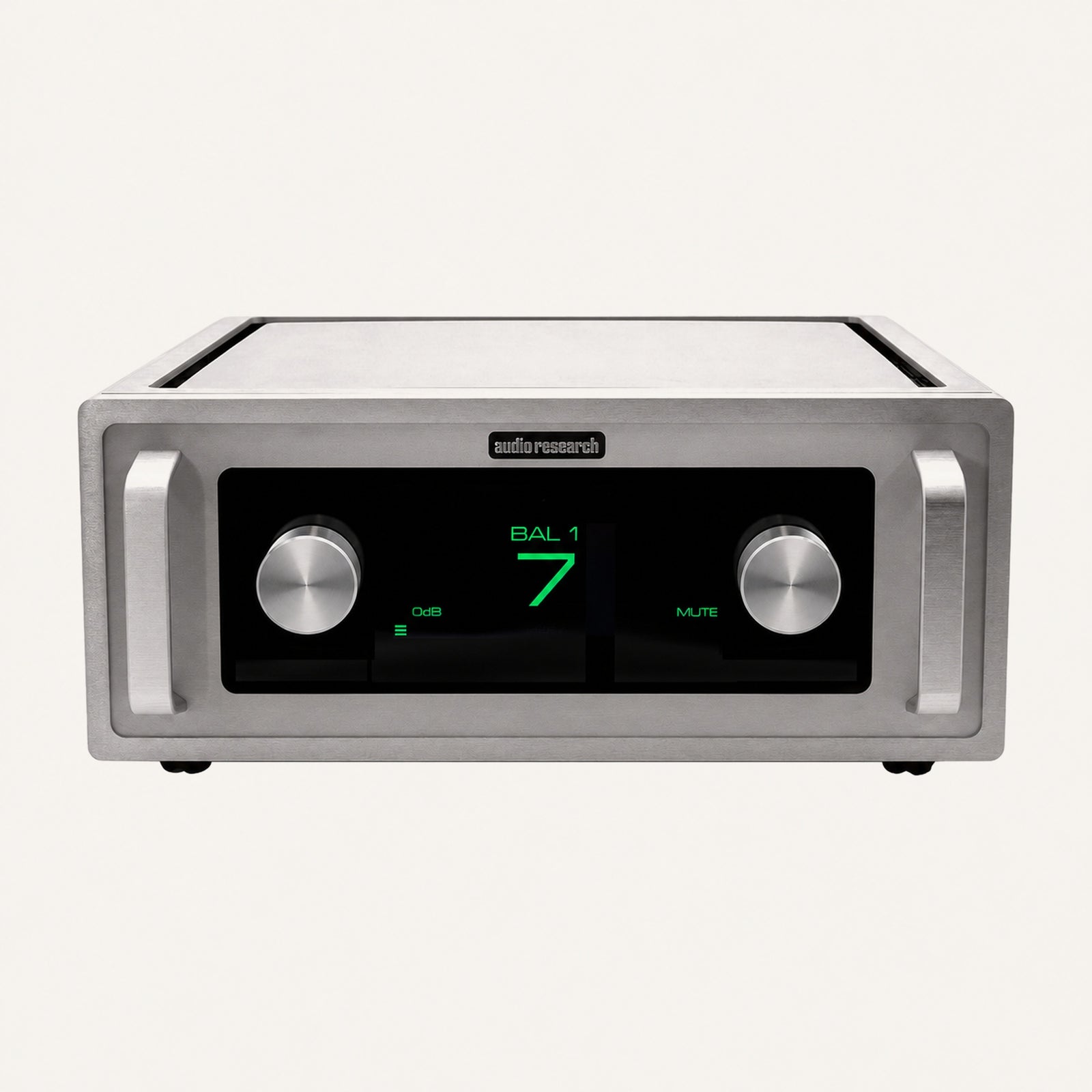 Audio Research Reference 7 preamplifier, silver, front view