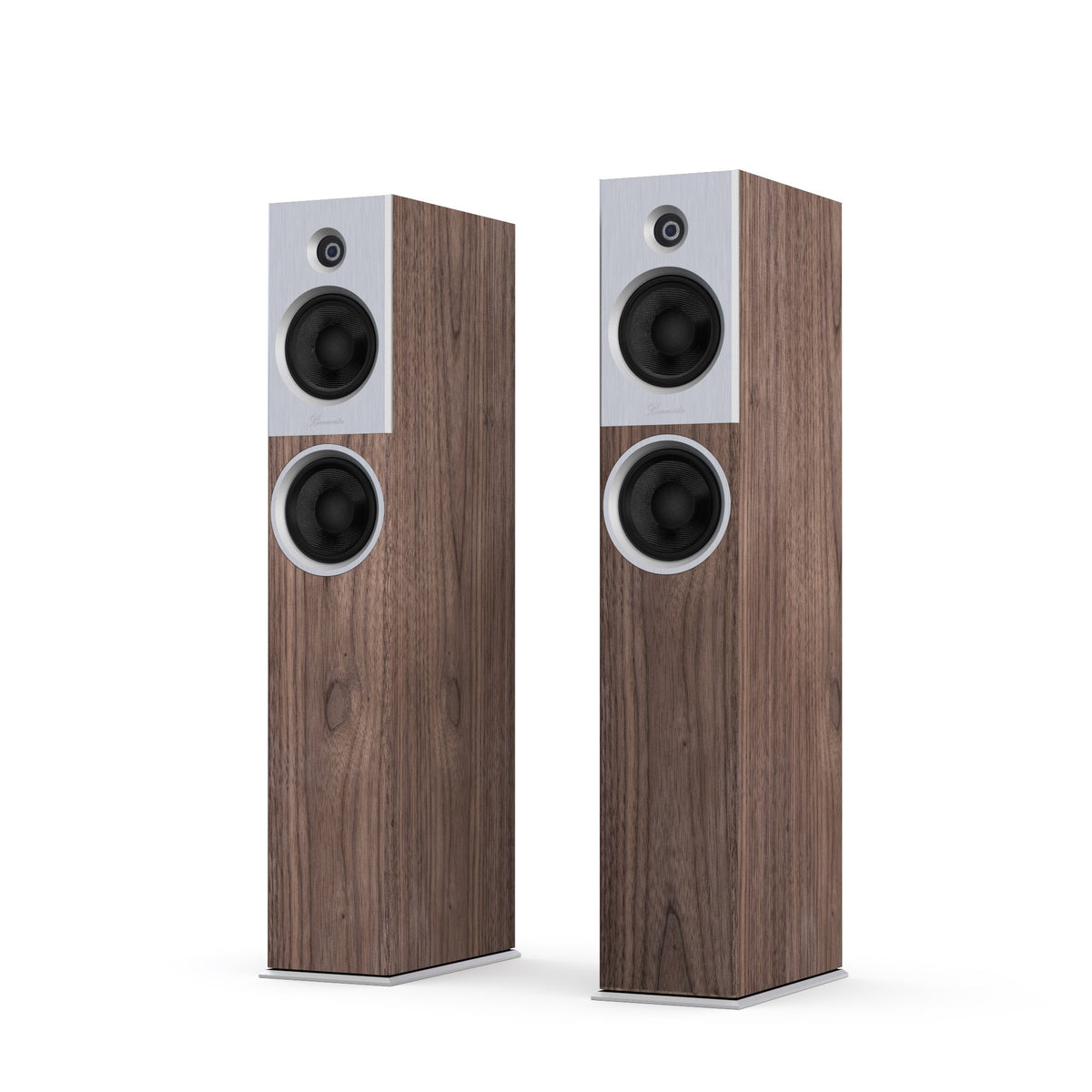 Burmester B18 walnut cabinet, silver front
