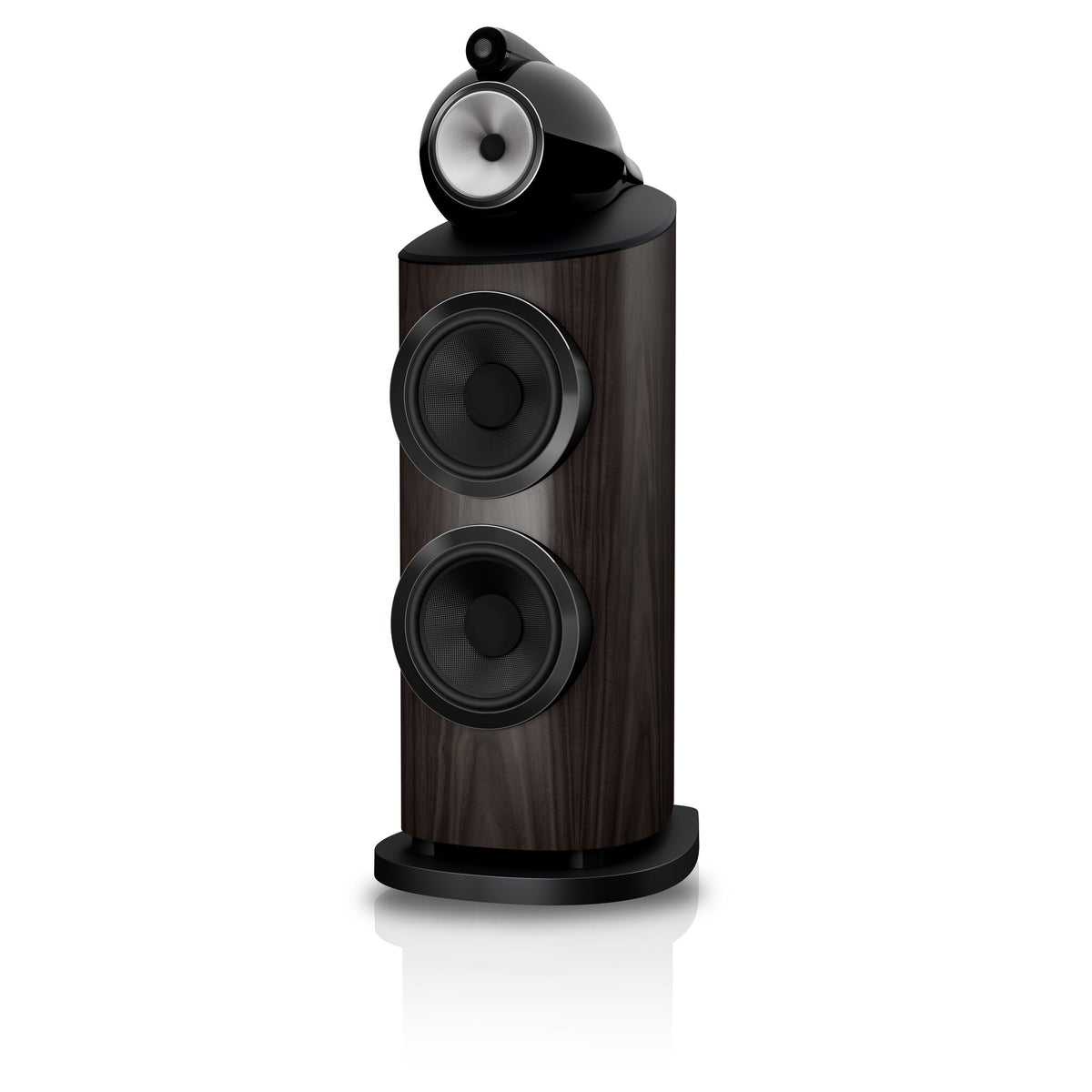 Bowers & Wilkins 801 D5 in Dark Walnut, three-quarter view