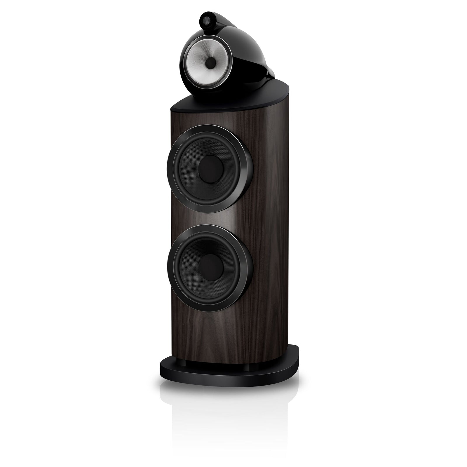 Bowers & Wilkins 801 D5 in Dark Walnut, three-quarter view