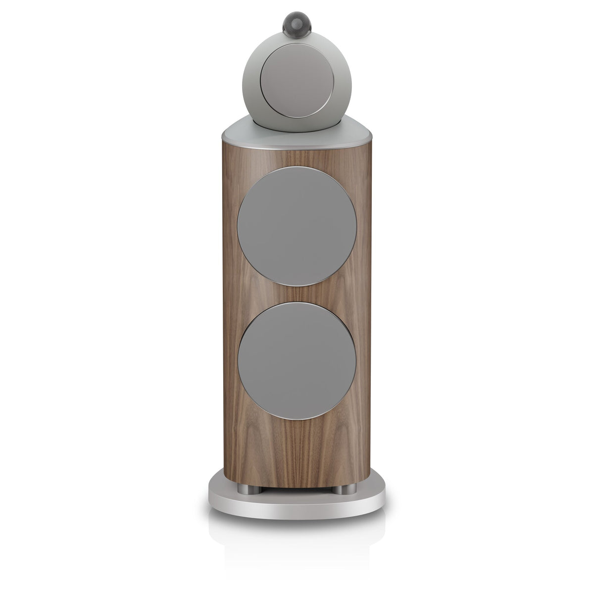 Bowers & Wilkins 801 D5 in Light Walnut, front view with grille