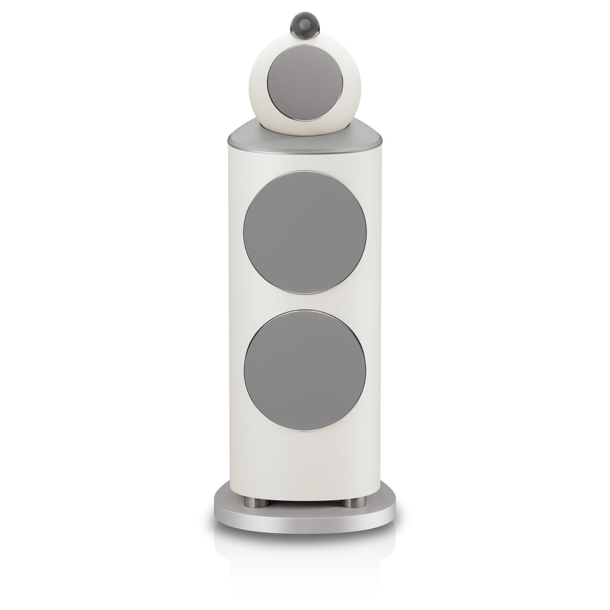 Bowers & Wilkins 801 D5 in Warm White, front view with grille