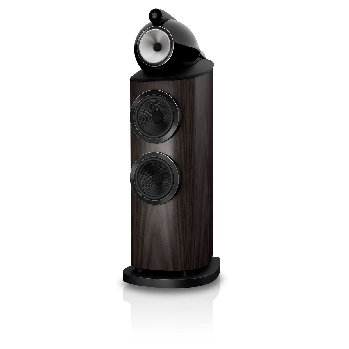 Bowers & Wilkins 802 D5 in Dark Walnut, three-quarter view