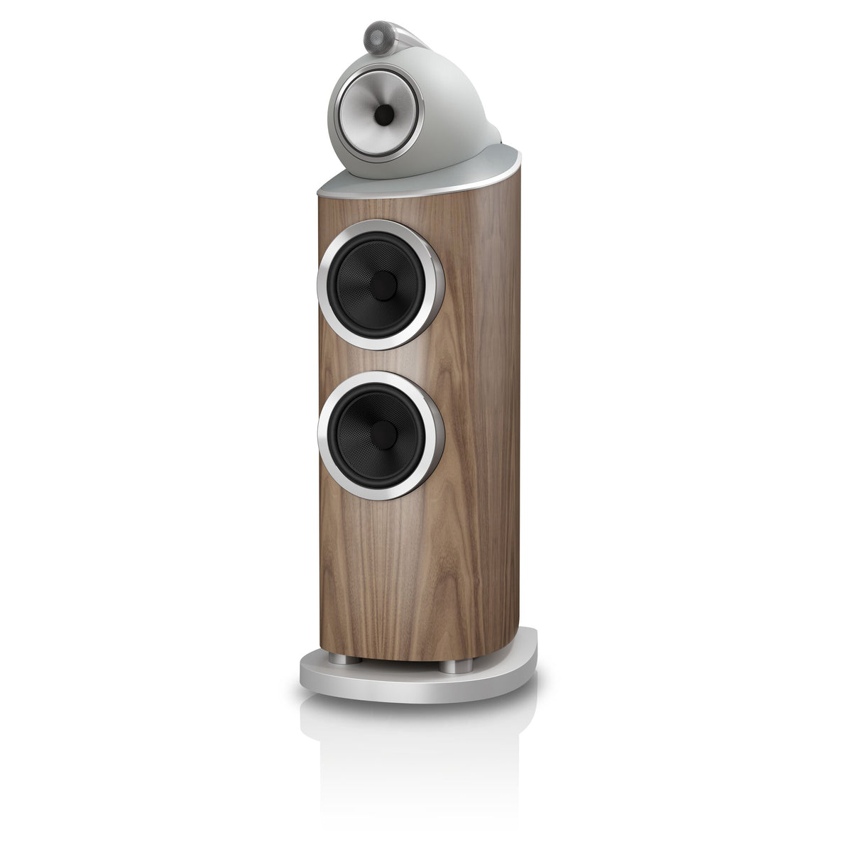 Bowers & Wilkins 802 D5 in Light Walnut, three-quarter view