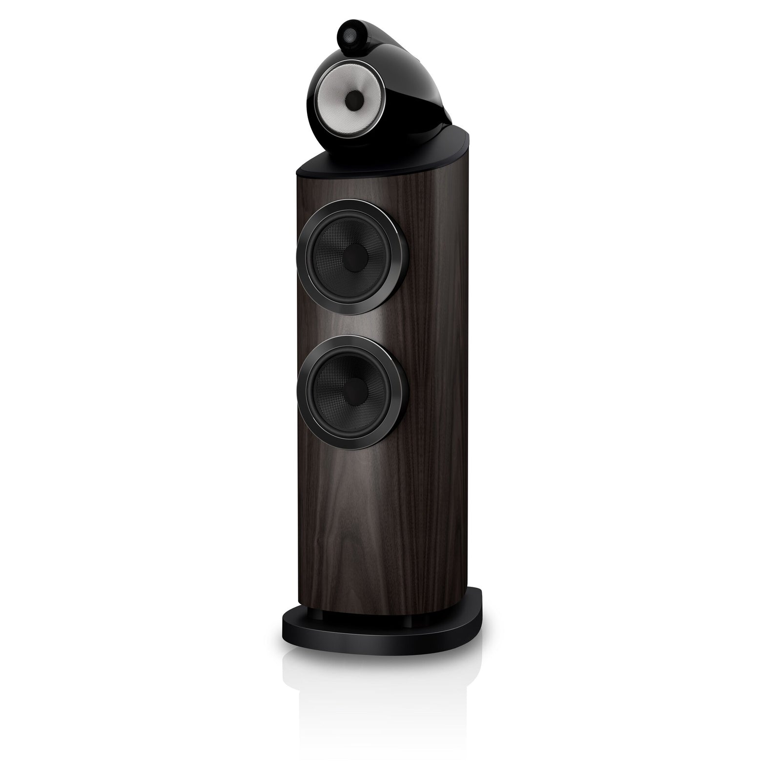 Bowers & Wilkins 803 D5 in Dark Walnut, three-quarter view