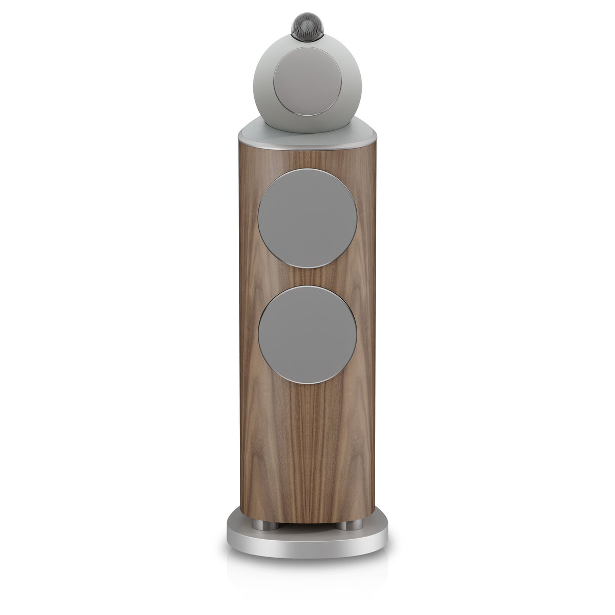 Bowers & Wilkins 803 D5 in Light Walnut, front view with grille