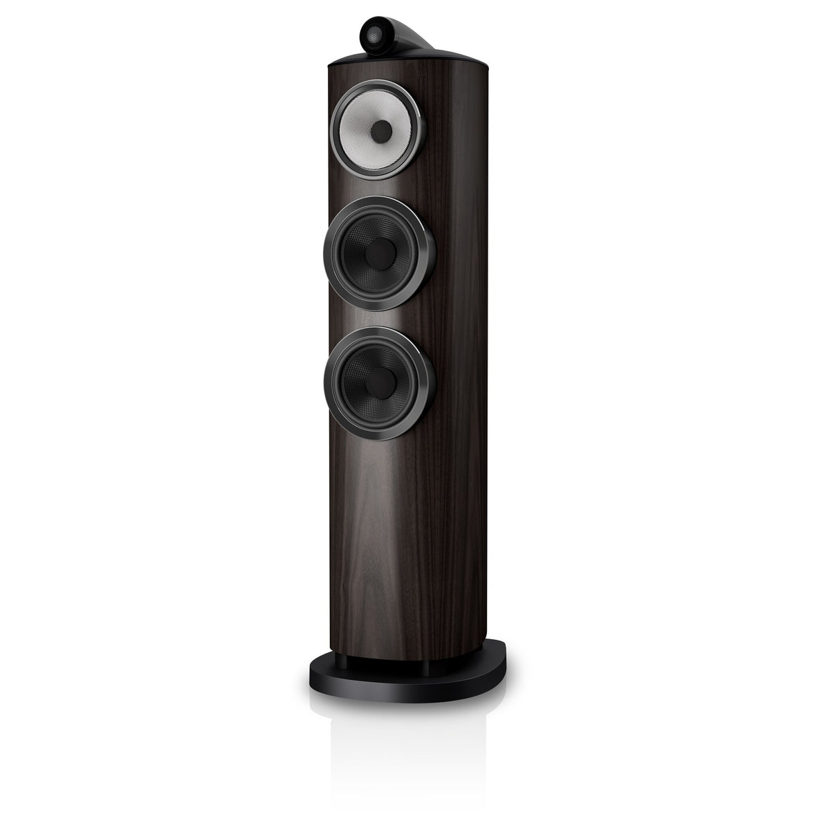 Bowers & Wilkins 804 D5 in Dark Walnut, three-quarter view
