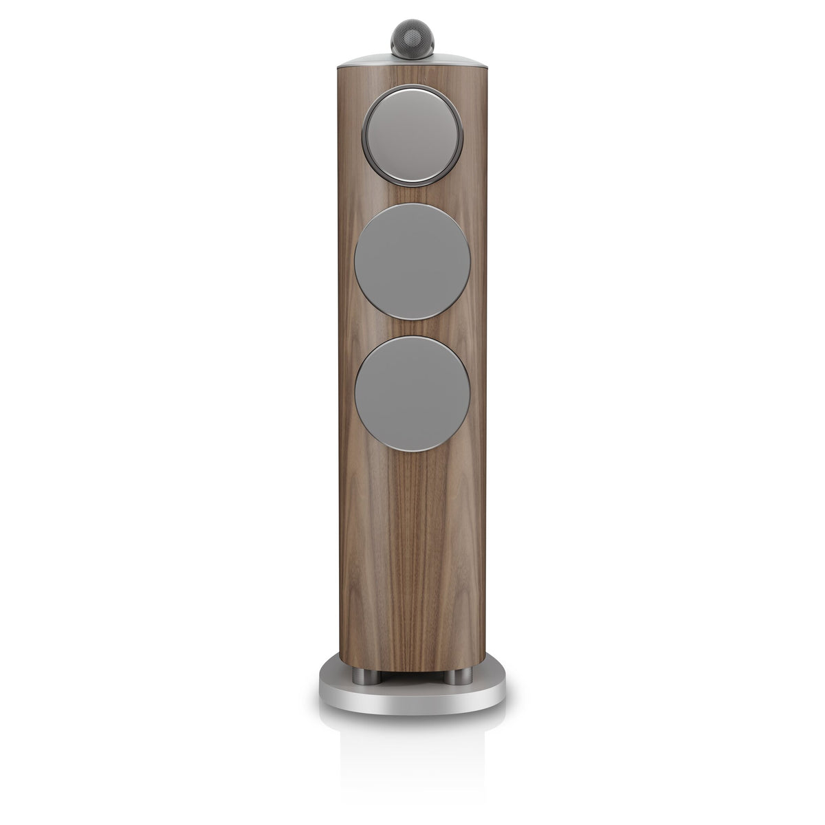 Bowers & Wilkins 804 D5 in Light Walnut, front view with grille