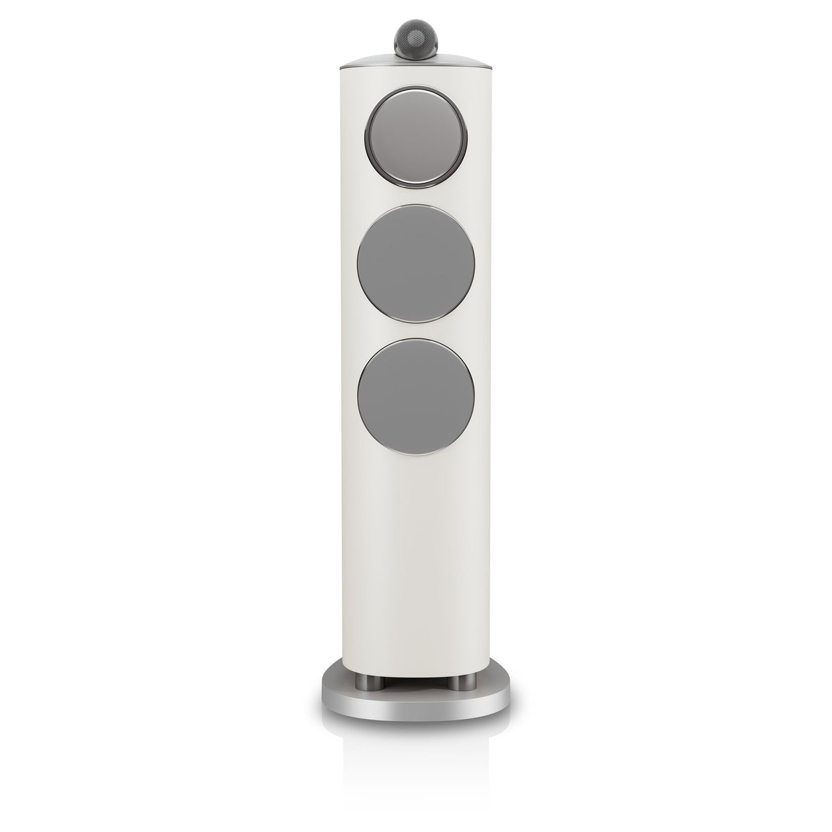 Bowers & Wilkins 804 D5 in Warm White, front view with grille