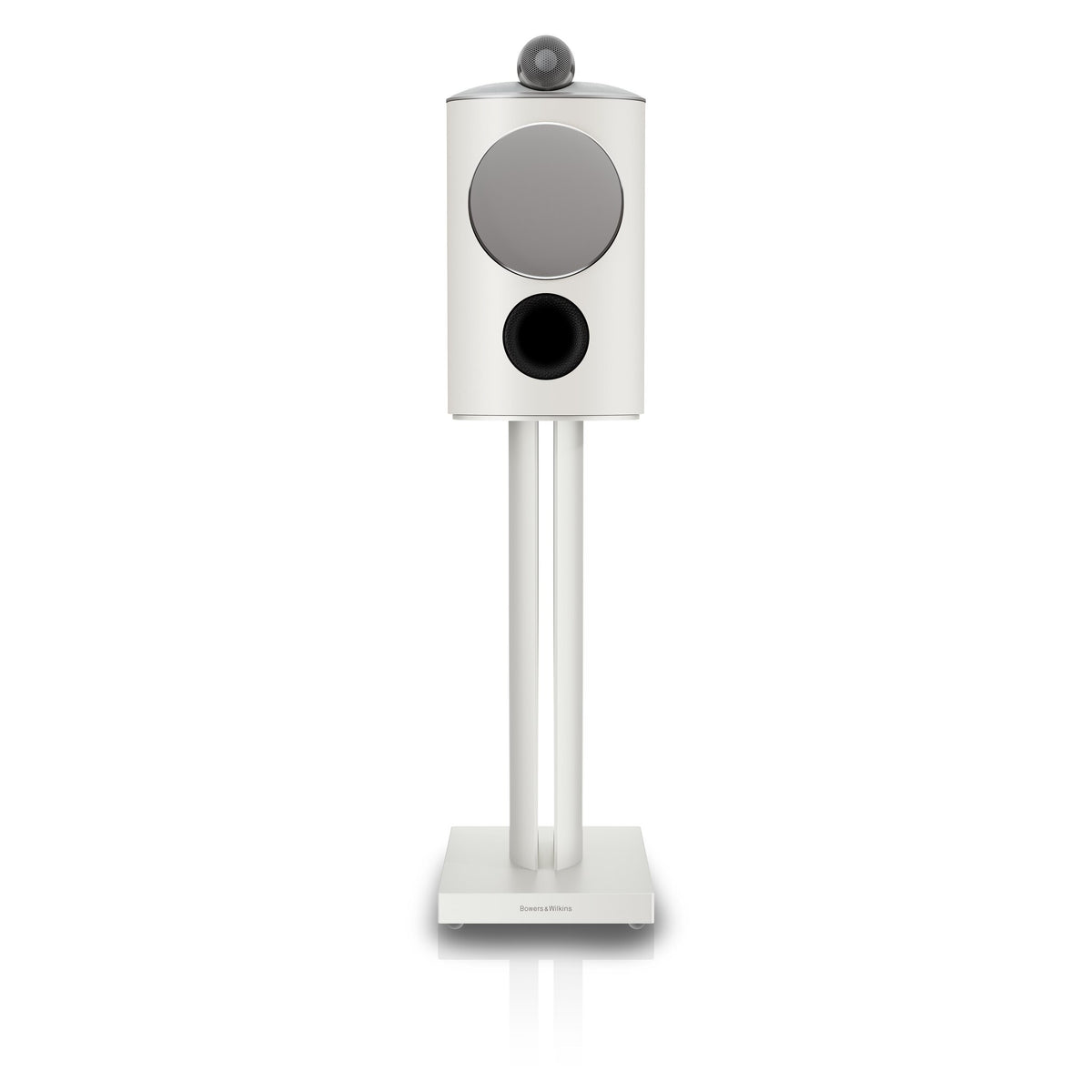 Bowers & Wilkins 805 D5 in Warm White, front view with grille