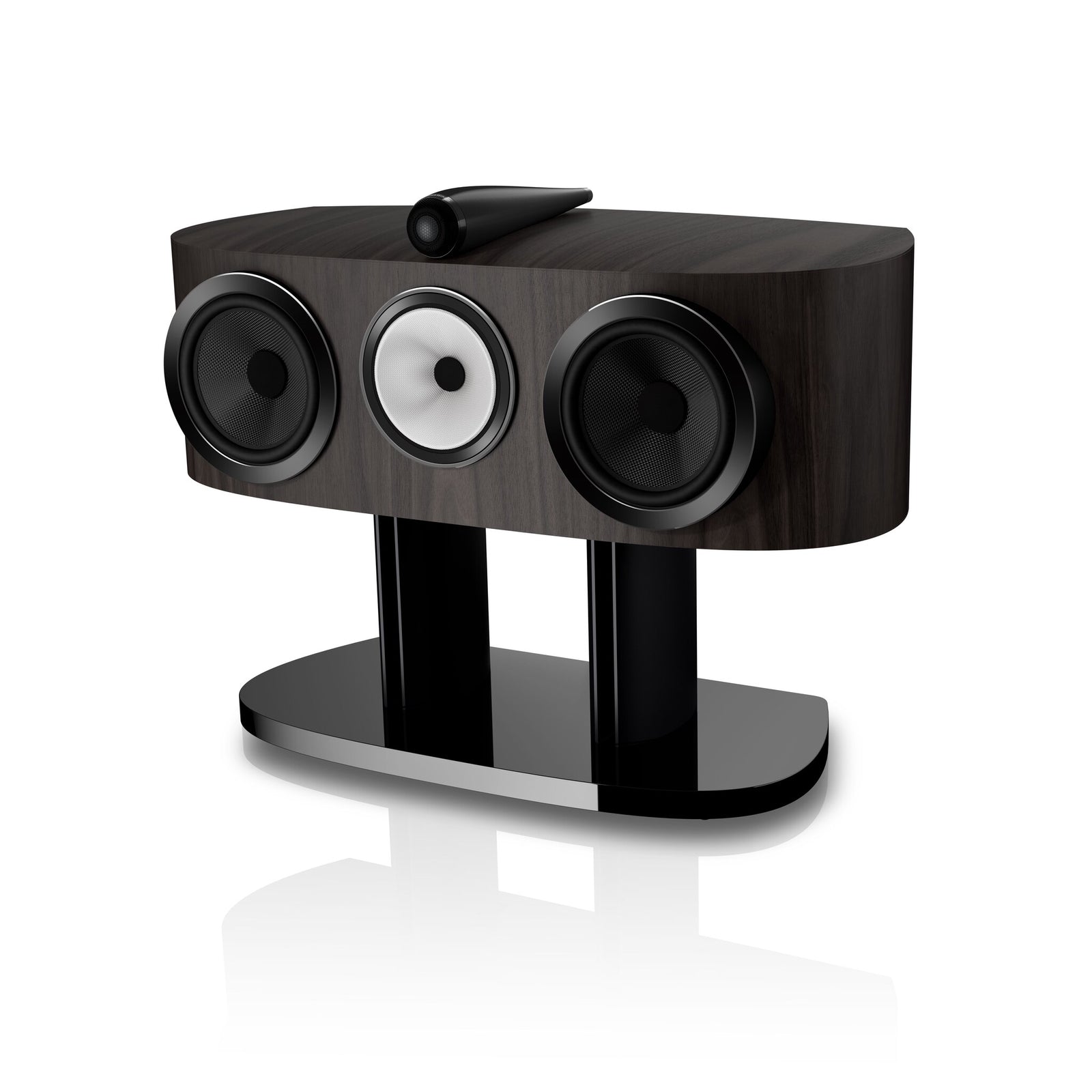 Bowers & Wilkins HTM81 D5 in Dark Walnut, three-quarter view