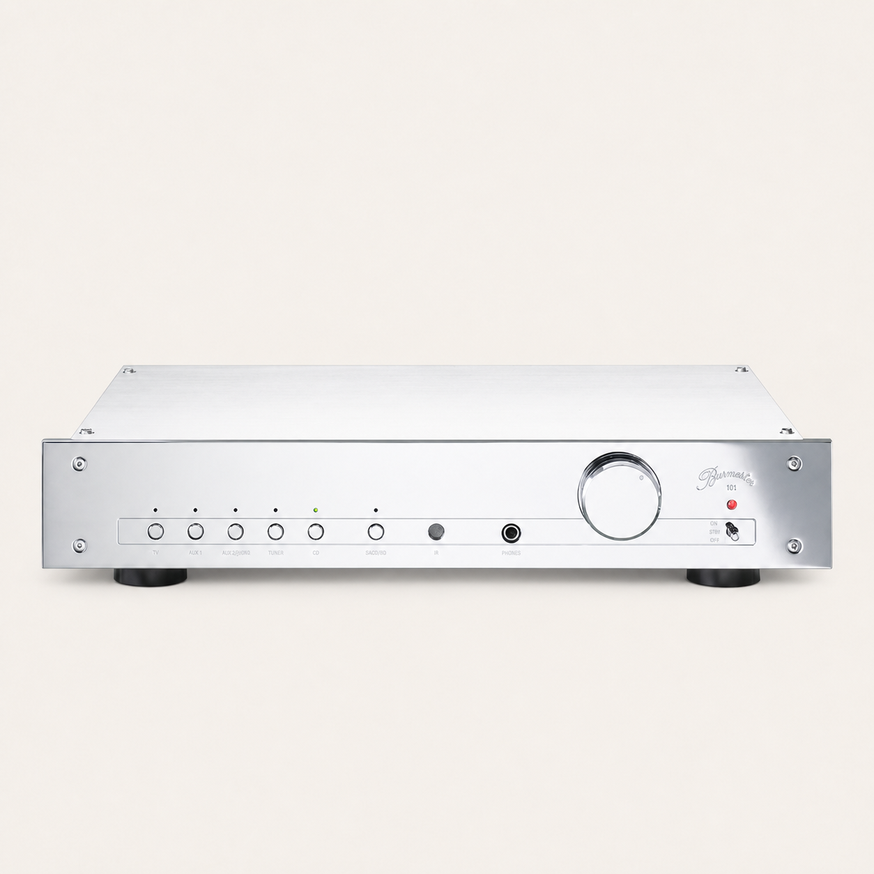 Burmester 101 Integrated Amplifier on a warm-neutral background