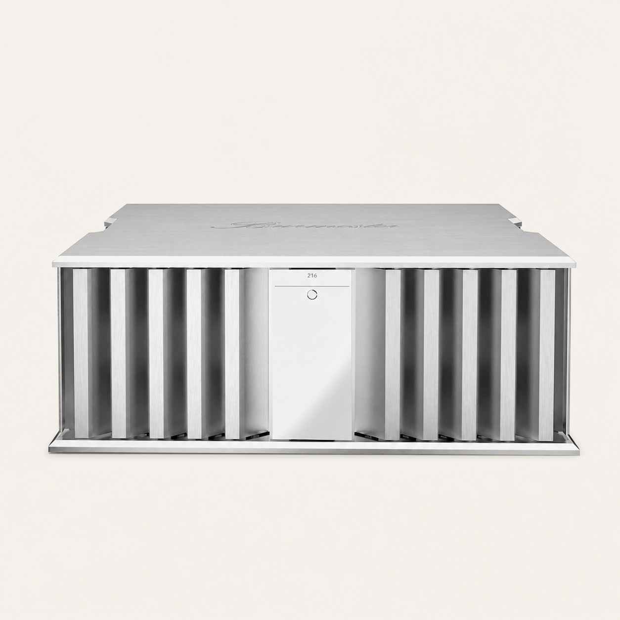 Burmester 216 Amplifier on a warm-neutral background