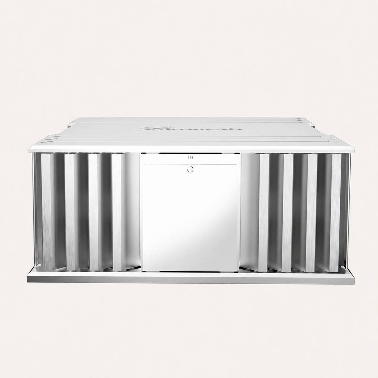 Burmester 218 Amplifier on a warm-neutral background