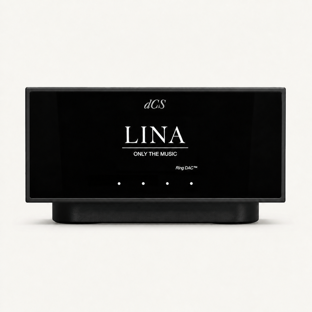 dCS Lina Network DAC, straight-on front view on the Rossini APEX warm-neutral background