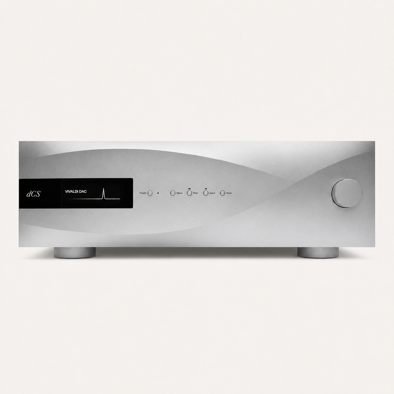 dCS Vivaldi APEX DAC, straight-on front view on a warm-neutral background