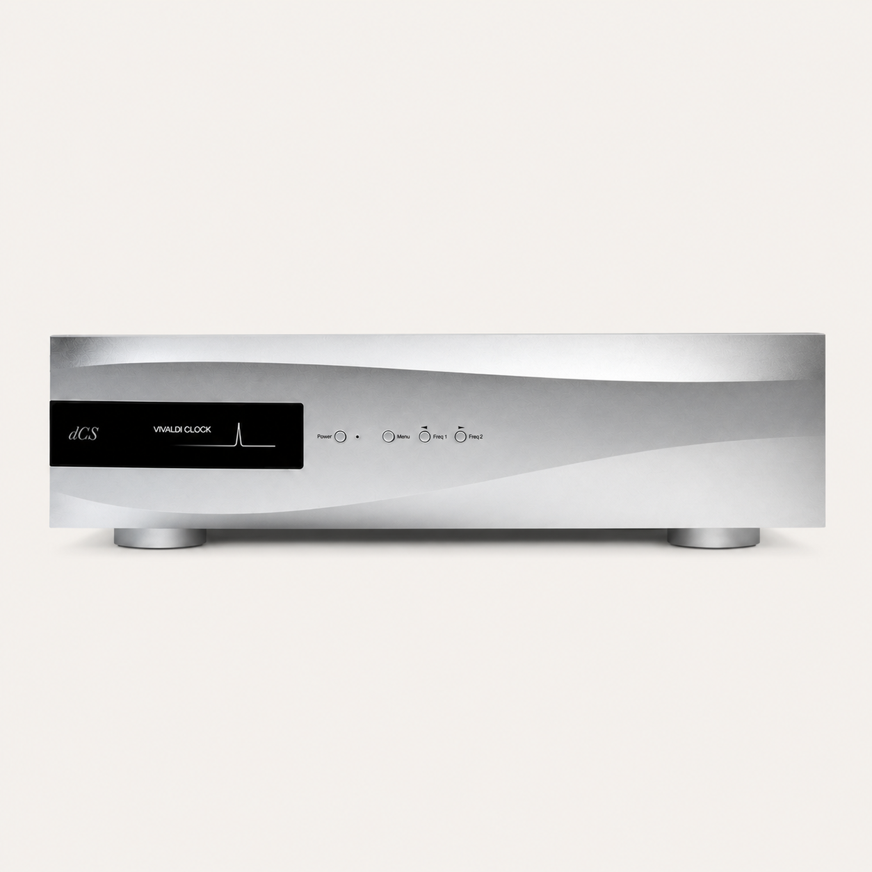 dCS Vivaldi Master Clock, straight-on front view on a warm-neutral background