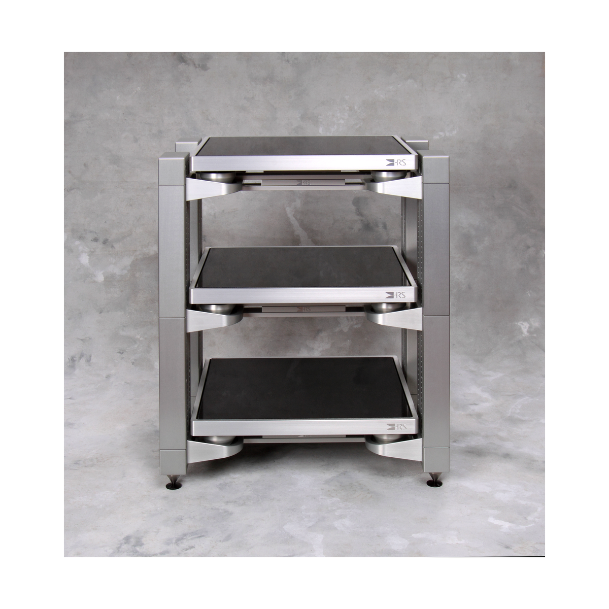 VXR-1921 Reference Three-Shelf Rack with M3X2 Bases in silver finish