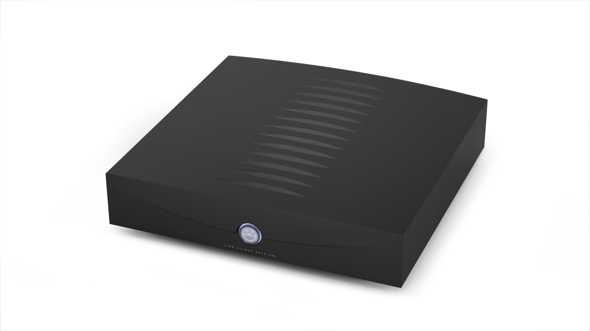 Linn Klimax Solo 500 mono power amplifier in black, three-quarter view