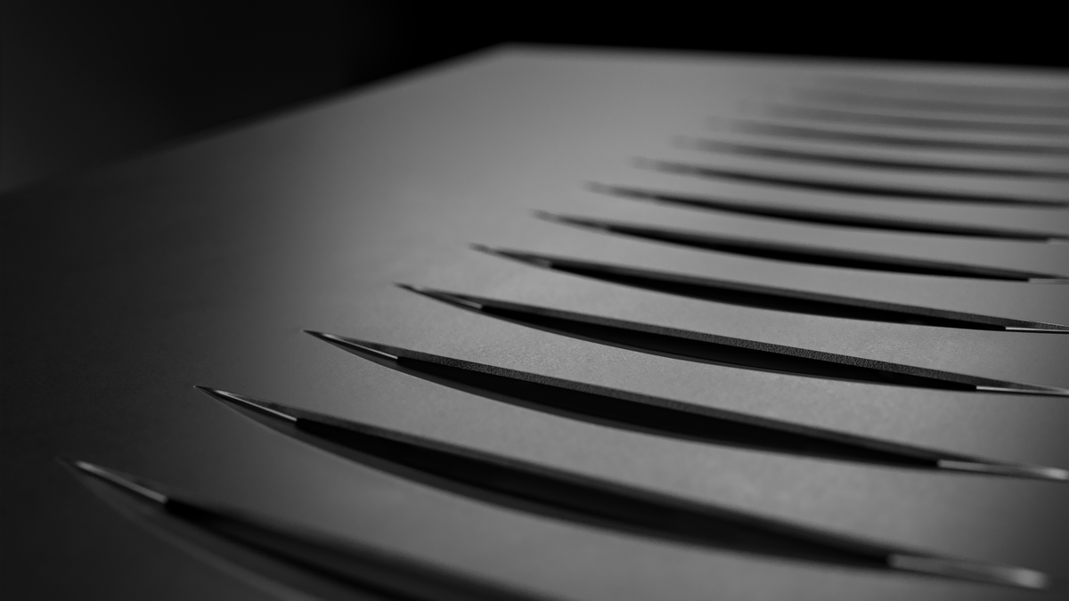 Cooling-vent detail on the black Linn Klimax Solo 500