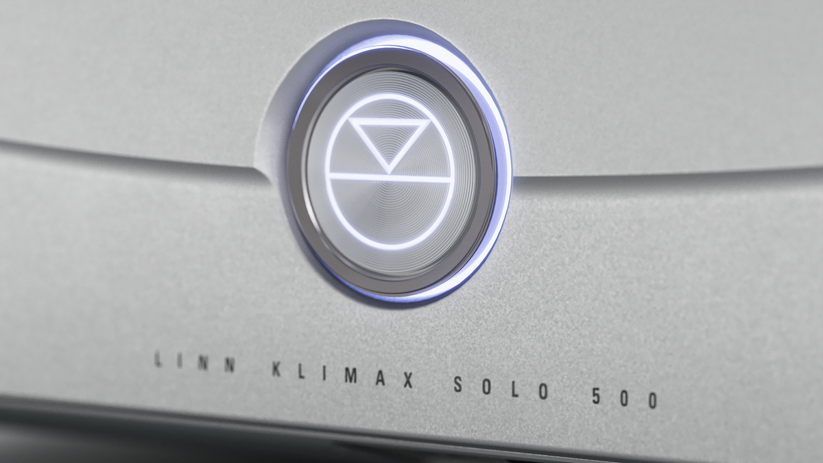 Illuminated Linn roundel detail on the silver Klimax Solo 500
