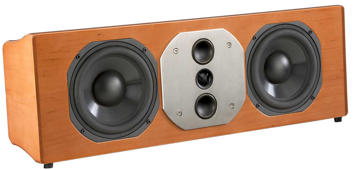 McIntosh LCR80 in wood veneer, angle view without grille
