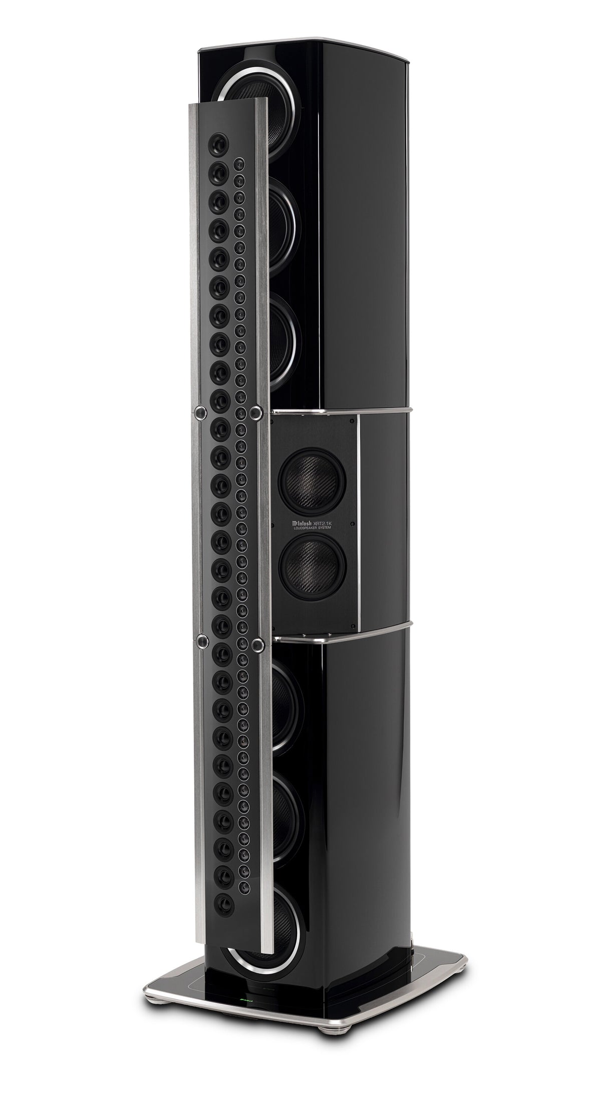 McIntosh XRT2.1K in Piano Black, angle view