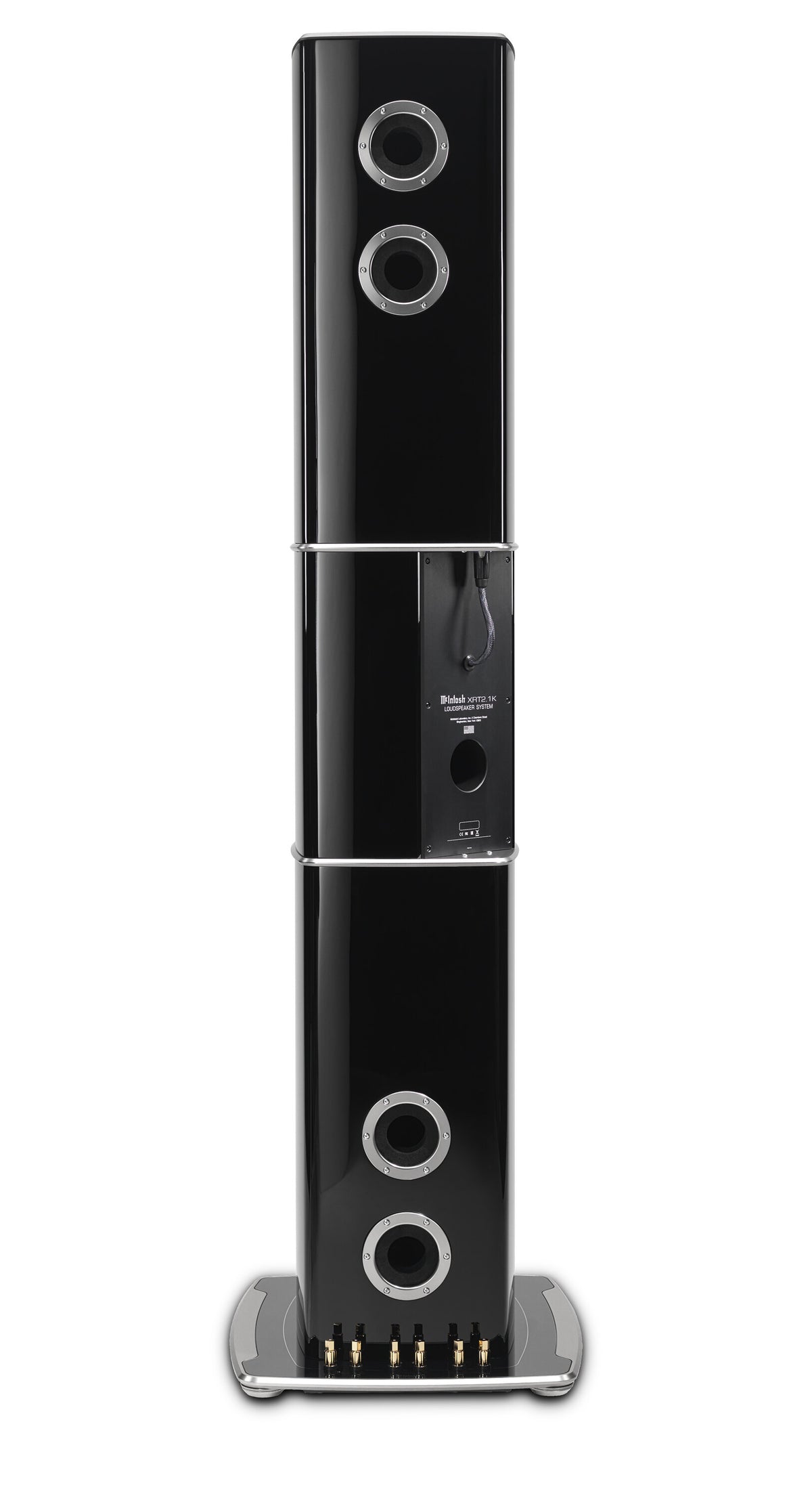 McIntosh XRT2.1K in Piano Black, rear view