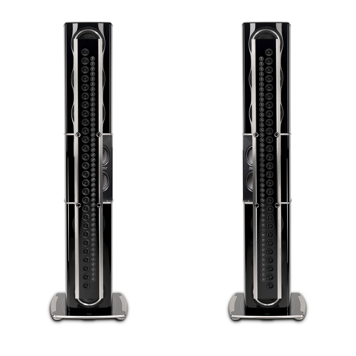 McIntosh XRT2.1K in Piano Black, pair front view