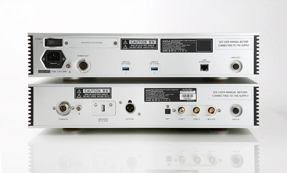 Aurender N30SA High-End Digital Transport with Master Clock Input &amp; Dual-Chassis Design
