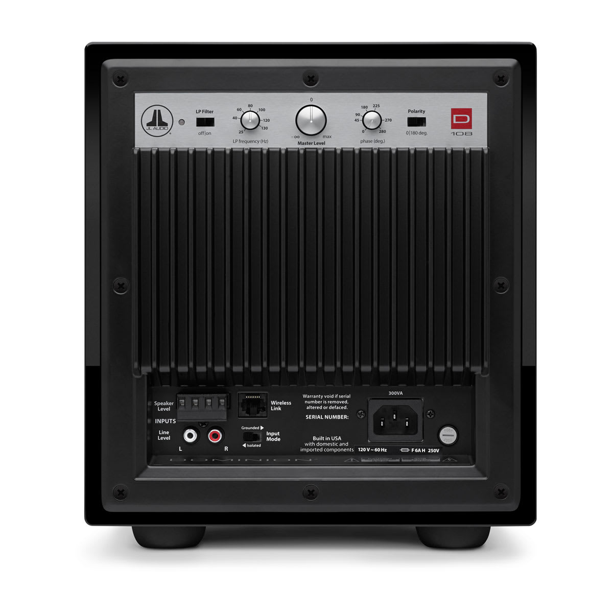JL Audio Dominion d108 in Gloss Black, rear panel