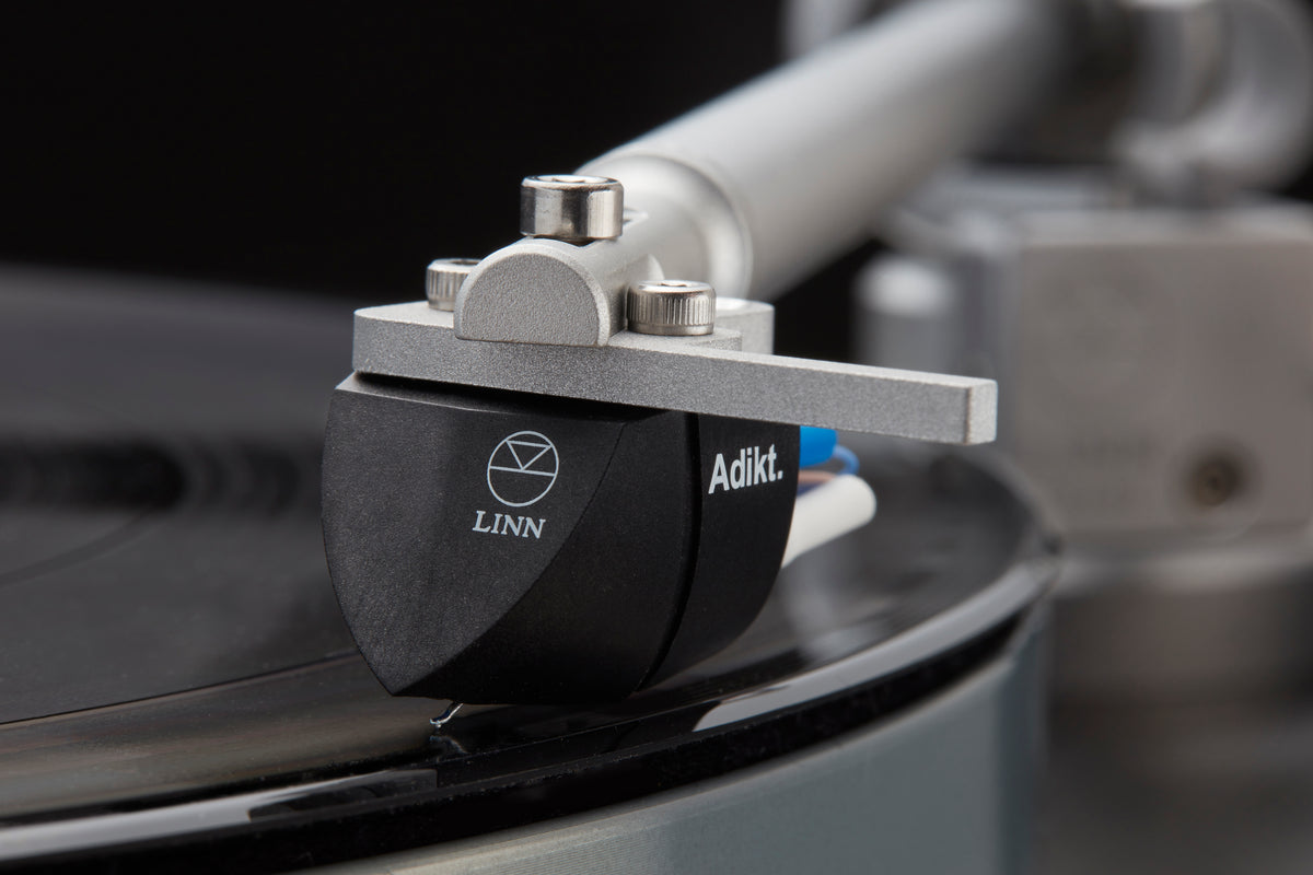 Stylus of a Linn cartridge on the Krane tonearm, close view