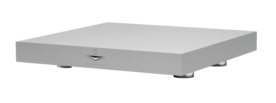 Linn Klimax Radikal power supply in the machined aluminum enclosure, three-quarter view