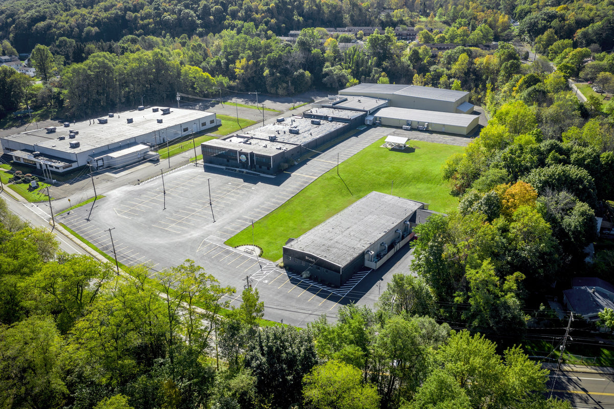 The McIntosh factory at 2 Chambers Street, Binghamton, New York, from the air